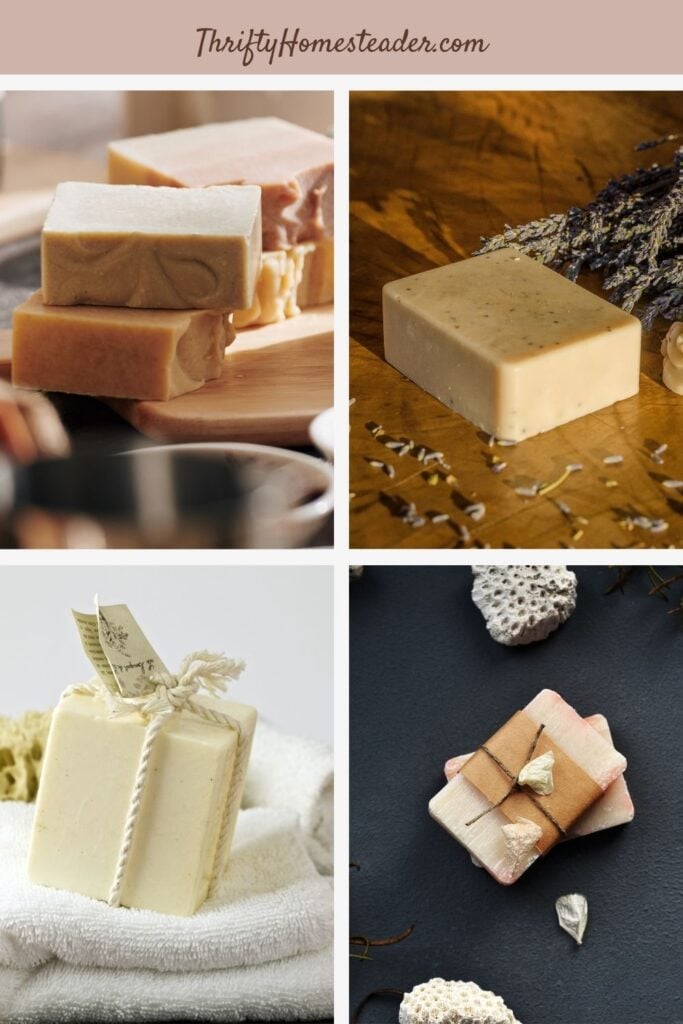 different photos of homemade soap