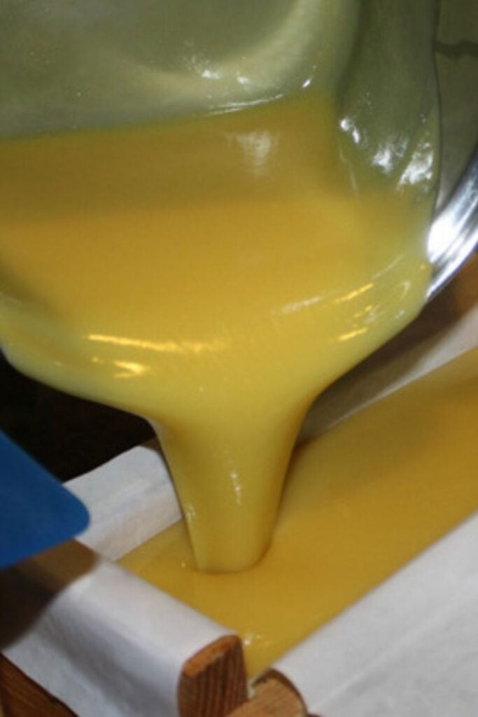 soap batter poured into the mold